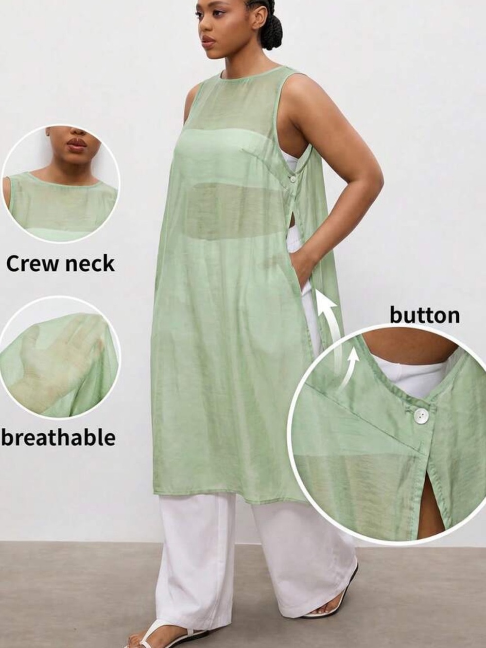 🪷 PLUS Green Sheer Tunic 🪷